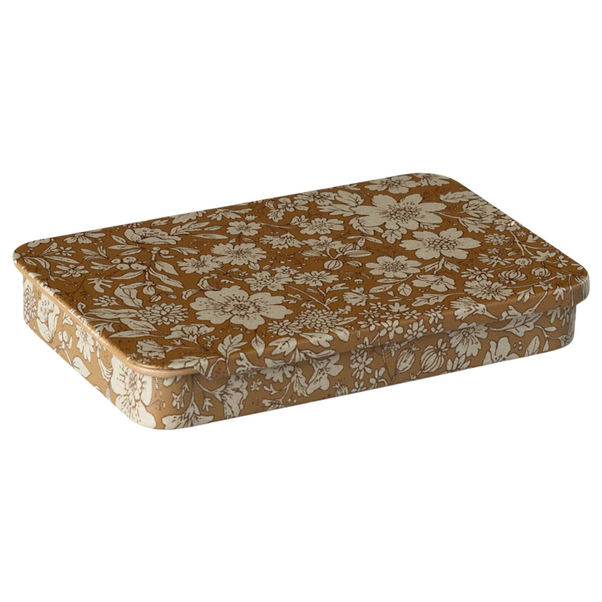 Maileg Metal box w. sliding lid, Blossom - Ocher