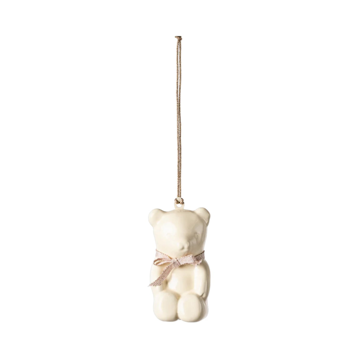 Maileg Metal ornament, Teddy bear - Off white/Rose