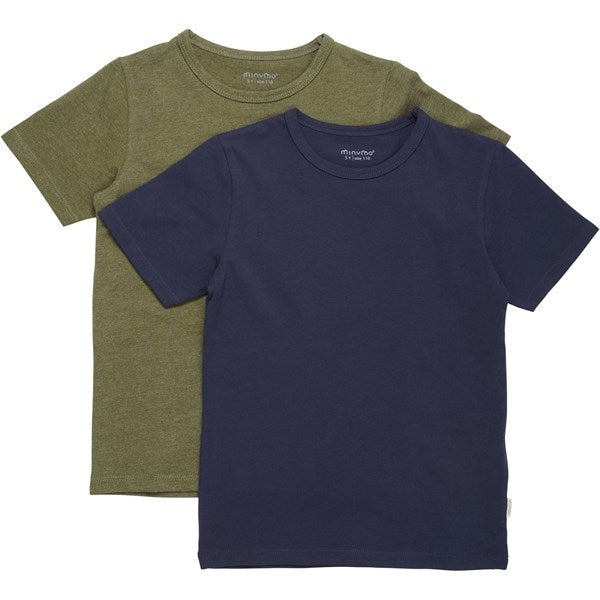Minymo Dark Olive T-shirts Basis 32 2-pack
