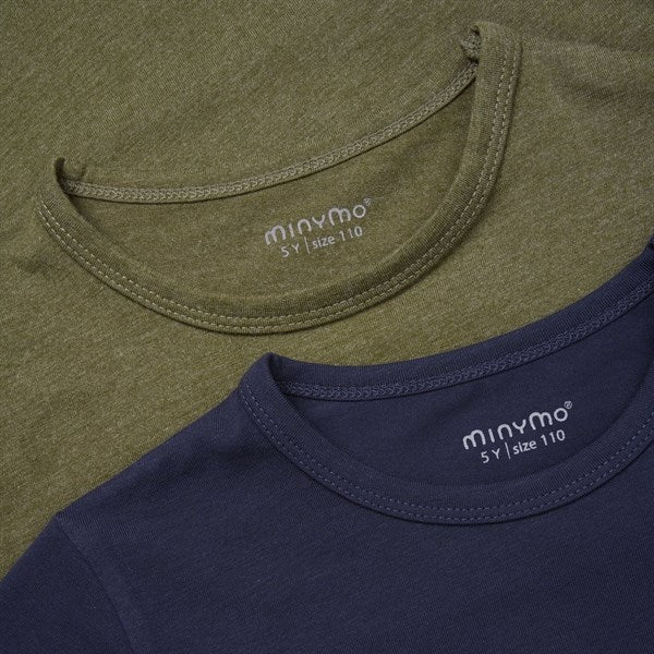 Minymo Dark Olive T-shirts Basis 32 2-pack
