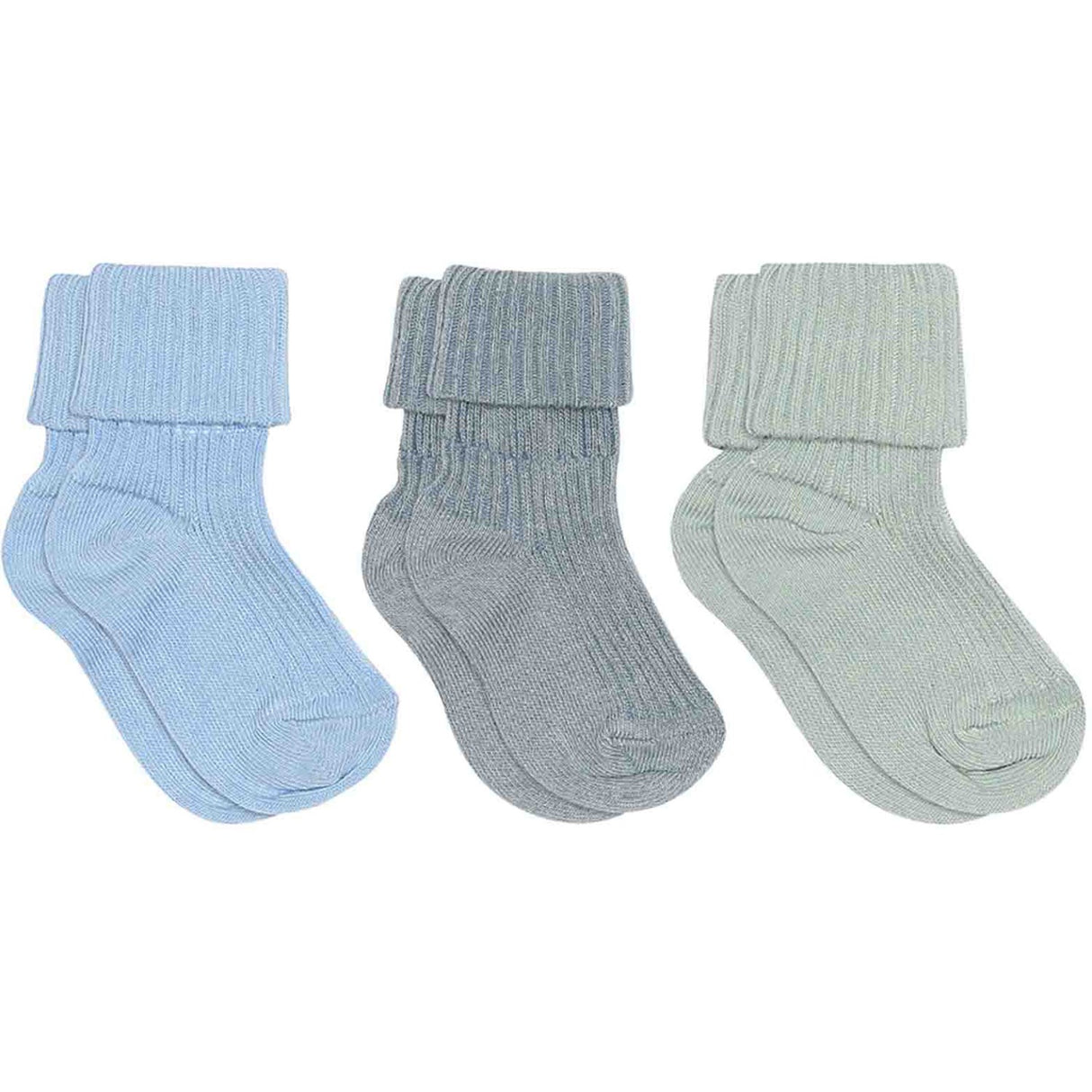 Mp Danmark Dusty Blue Cotton rib baby socks - 3-pack