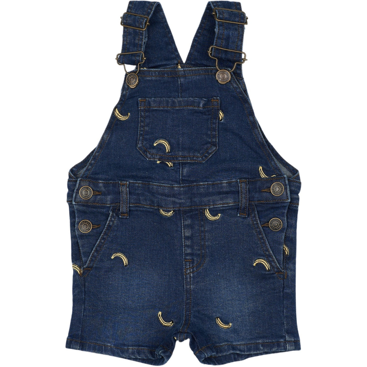 THE NEW Siblings Medium Blue Denim Embroidery Otis Short Denim Dungarees