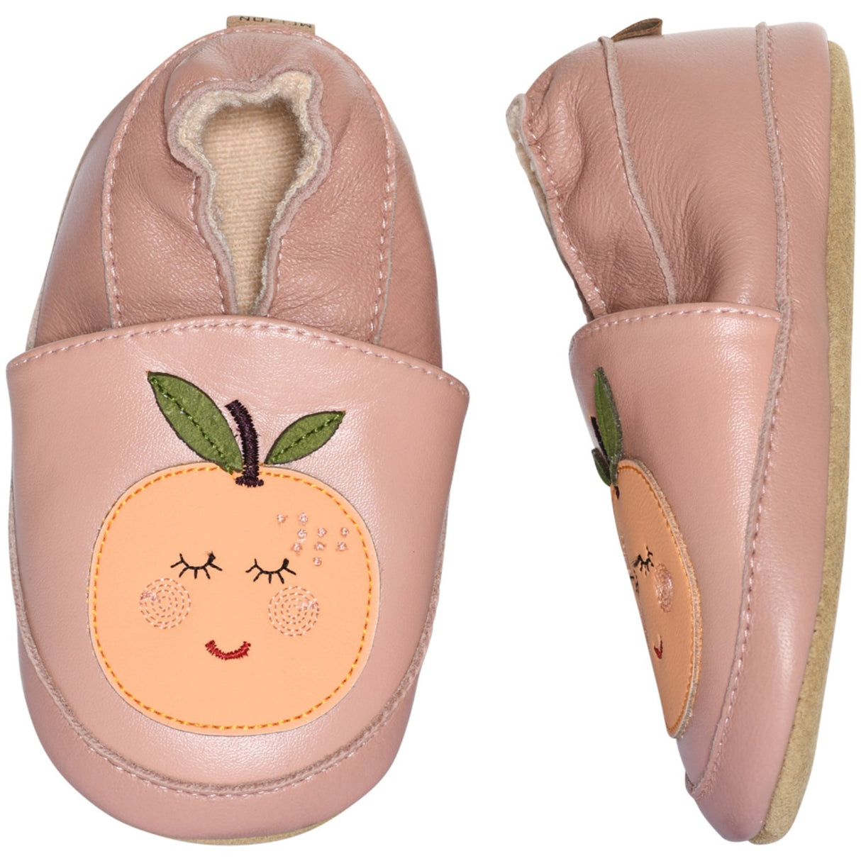MELTON Rose Dawn Orange leather slippers