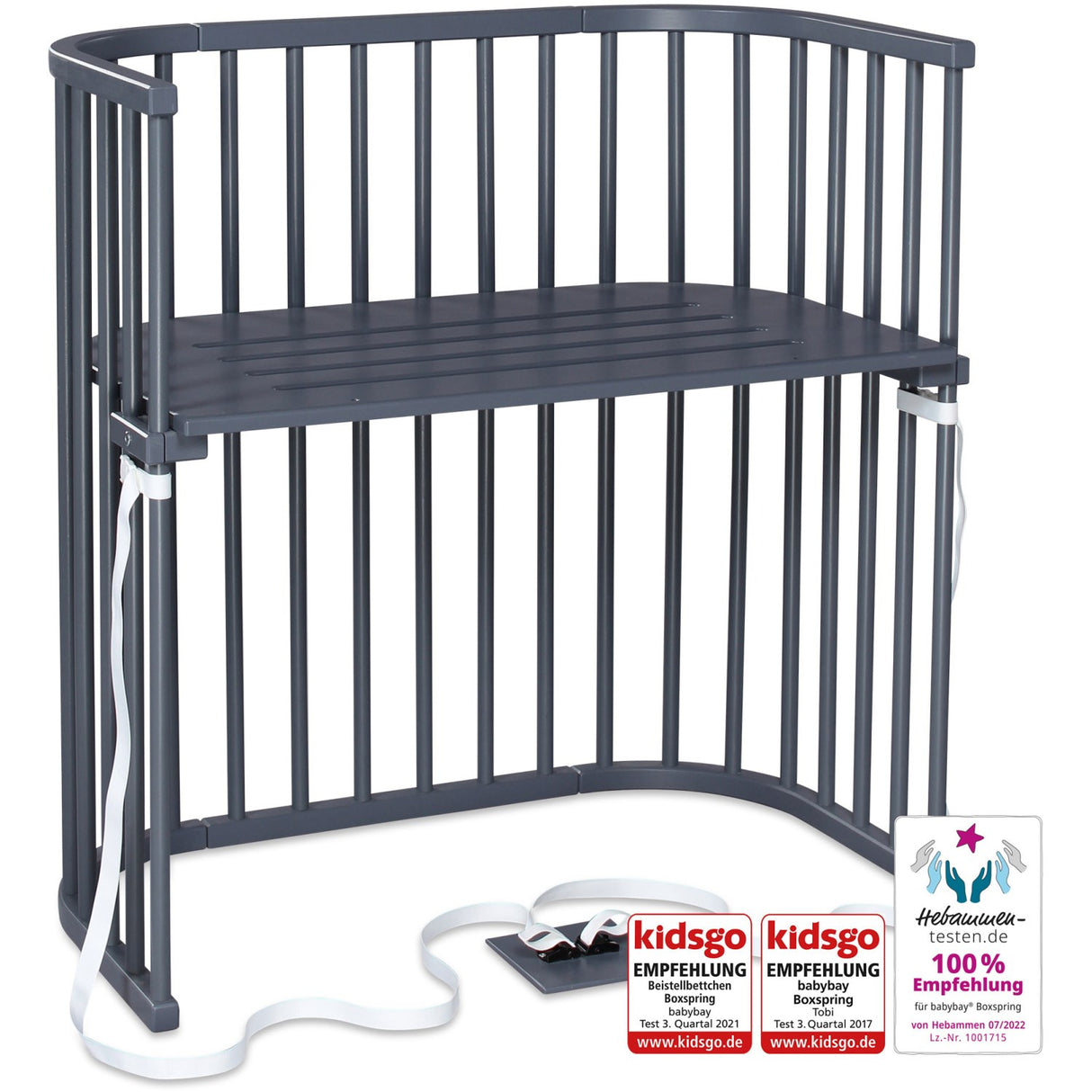 babybay® Grey Varnished Boxspring Co-Sleeper