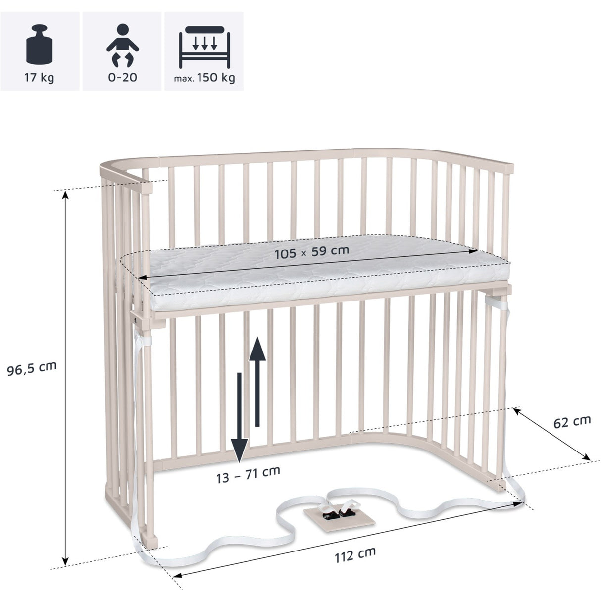 babybay® Beige Varnished Boxspring Xxl Co-Sleeper