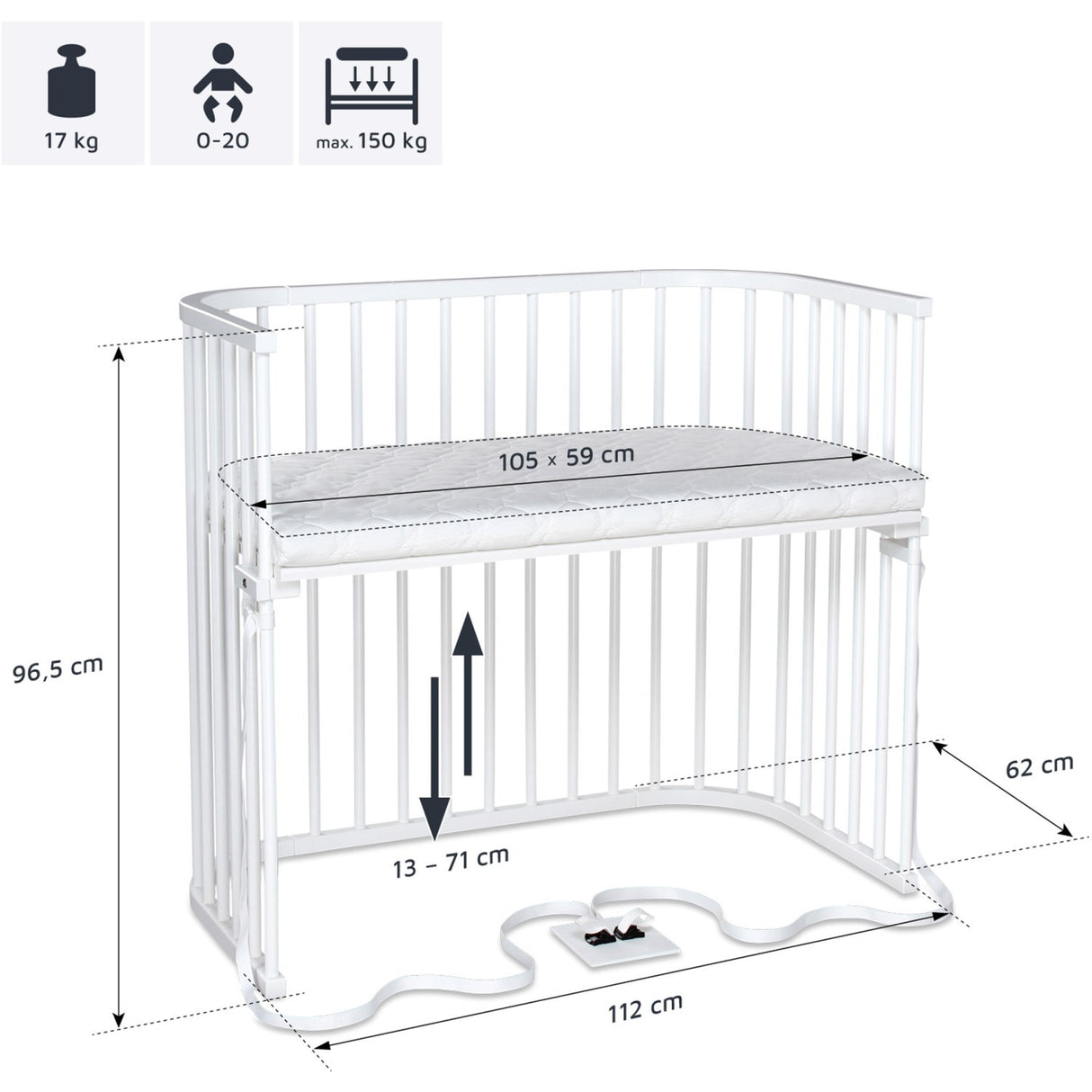 babybay® White Varnished Boxspring Xxl Co-Sleeper
