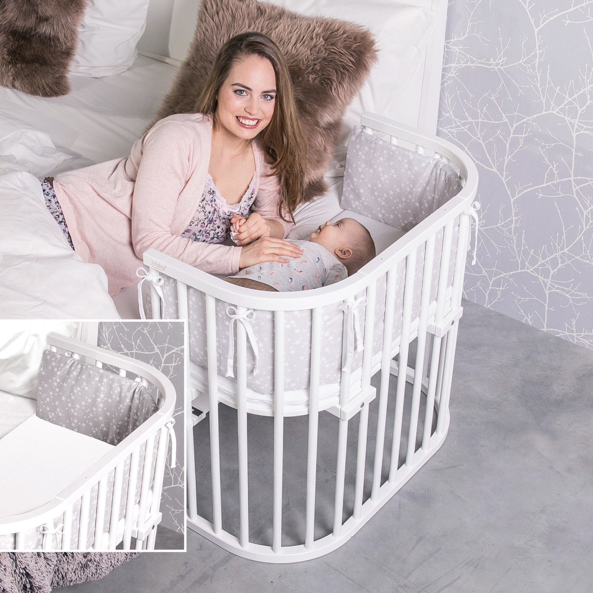 babybay® White Varnished Boxspring Xxl Co-Sleeper