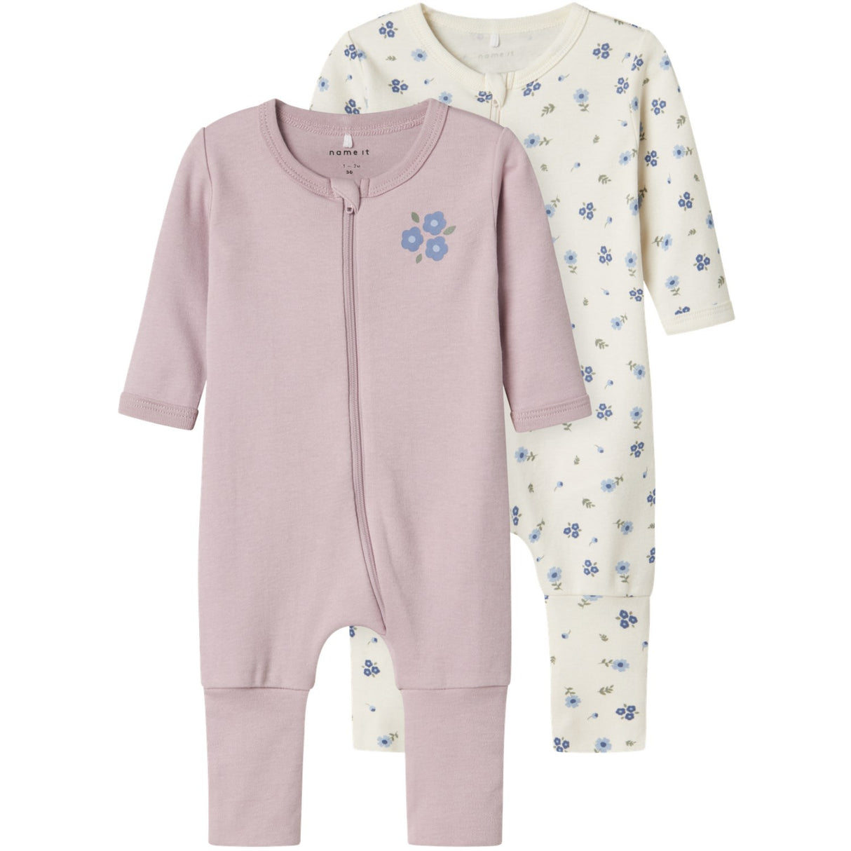 Name It Jet Stream Nightsuit 2-Pack Zip Jet Flower Noos