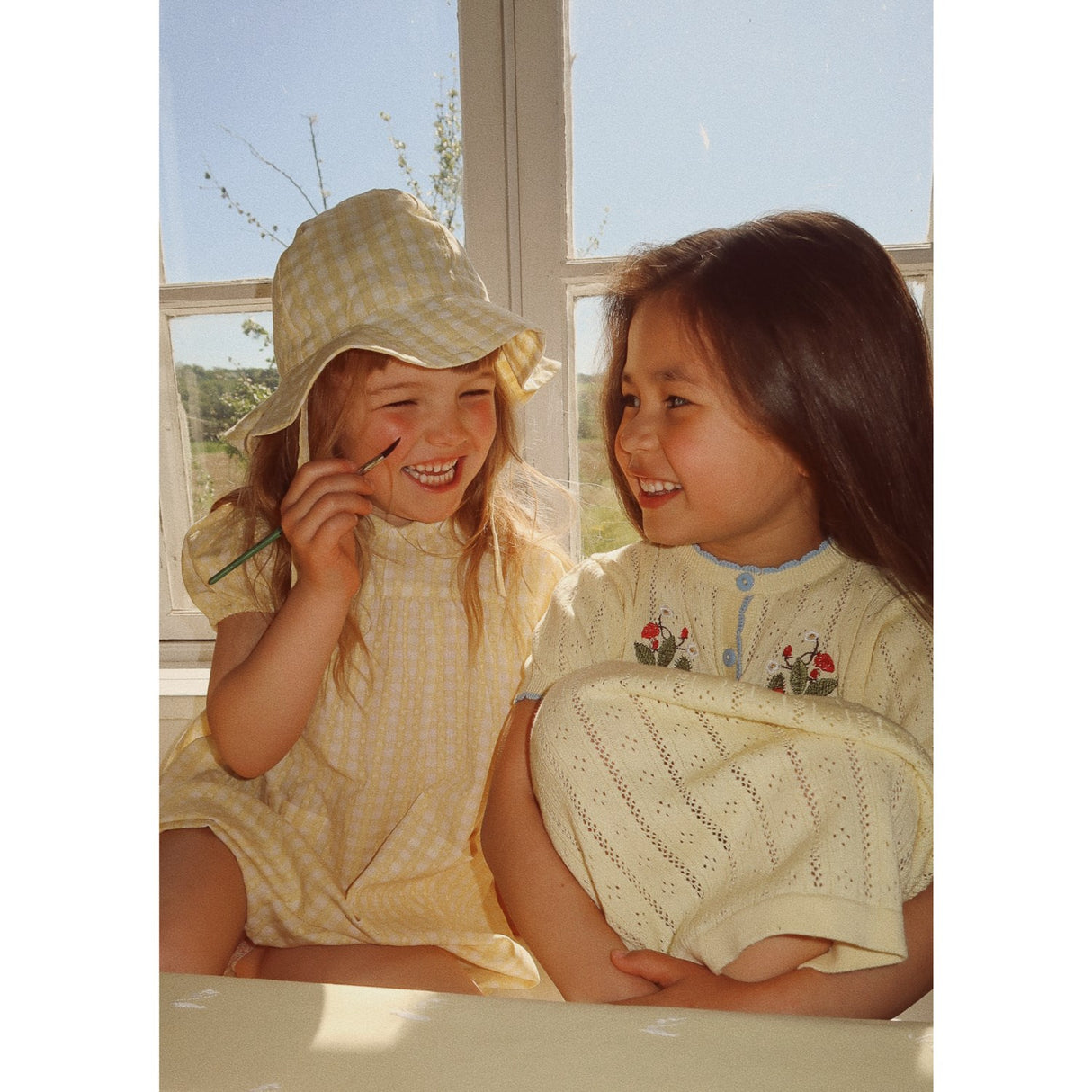 Flöss Soft Yellow Heart Gingham Olivia Dress