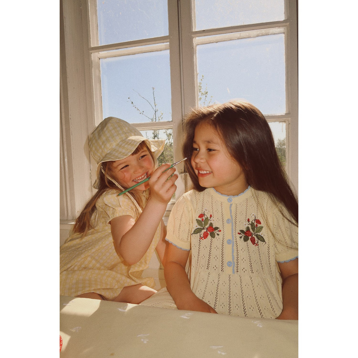 Flöss Soft Yellow Heart Gingham Olivia Sunhat