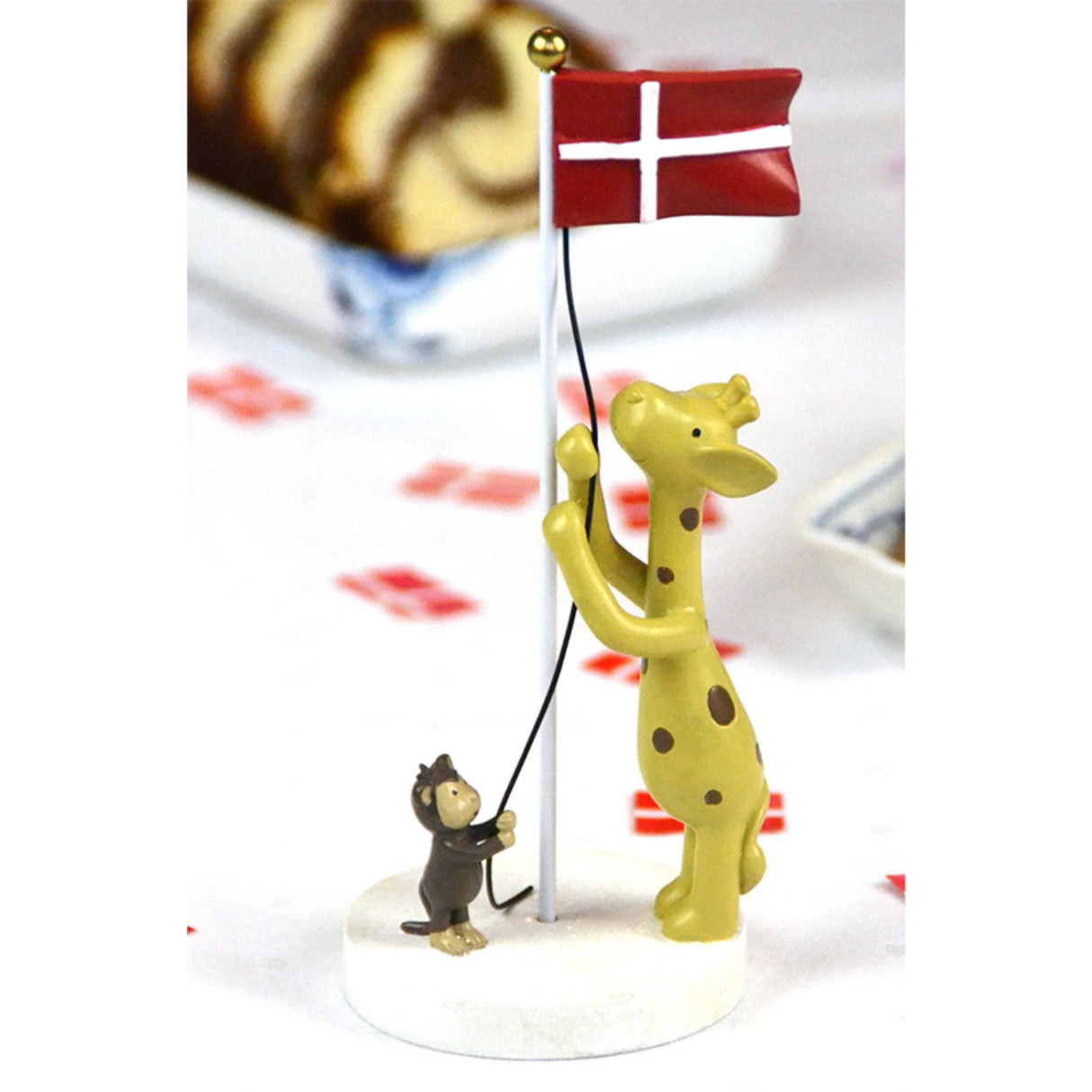 Kids by Friis Table flag with giraffe and monkey 17 cm