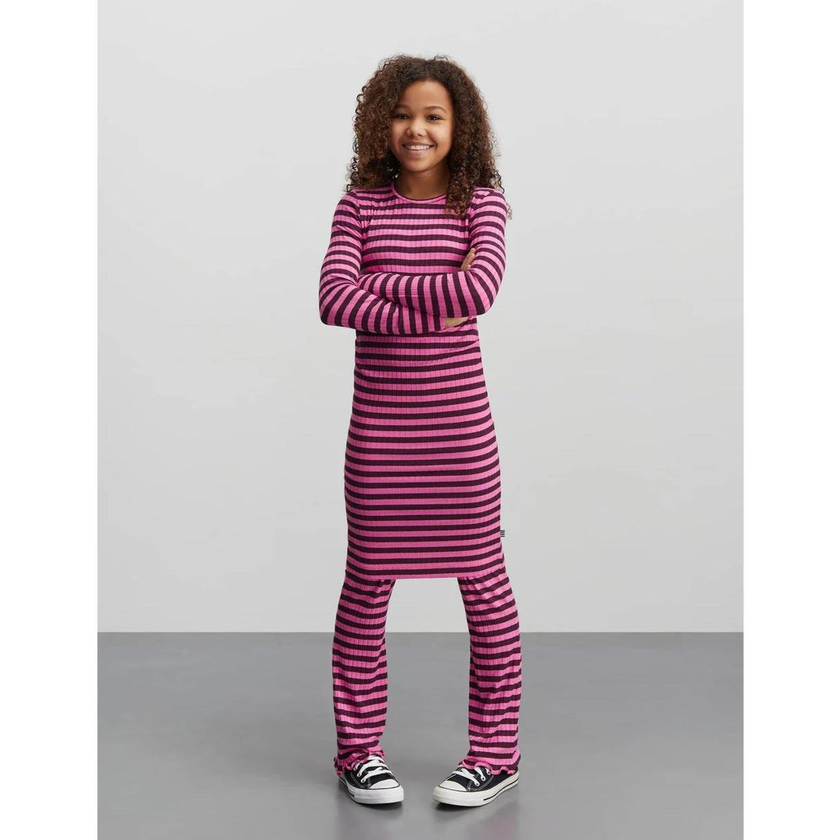 Mads Nørgaard Plum Perfect/Carmine Rose 5X5 Classic Stripe Dubina Dress