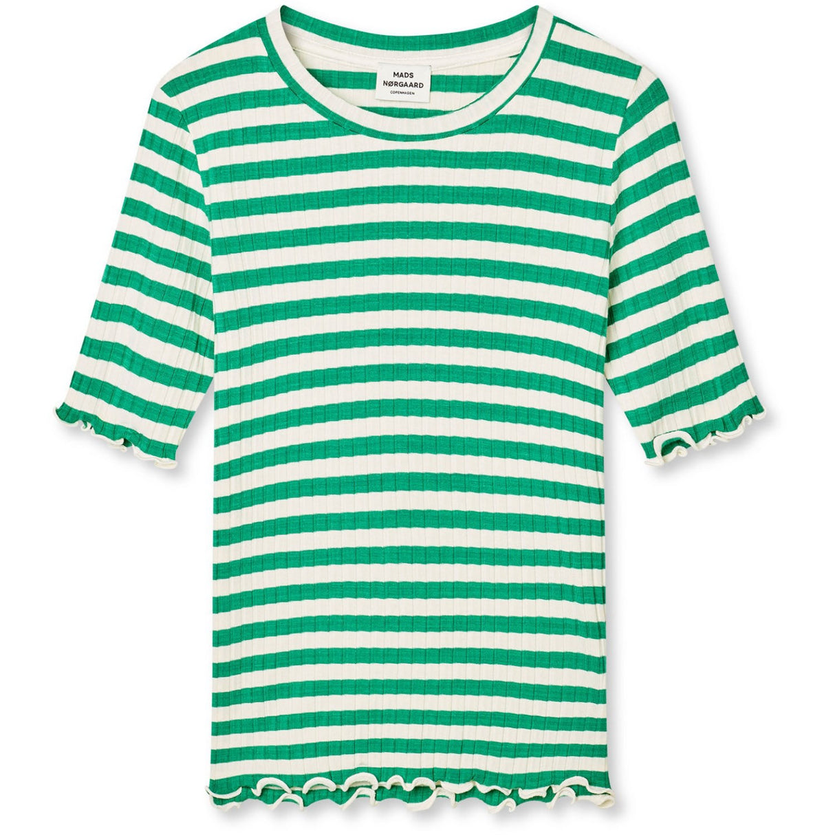 Mads Nørgaard Vanilla Ice/Verdant Green 5X5 Classic Stripe Tuviana Tee