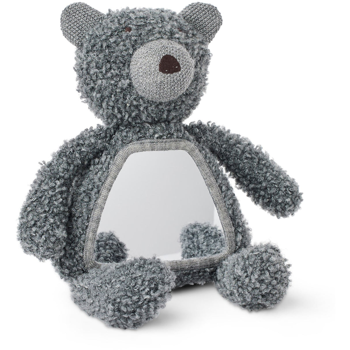 Smallstuff Grey Activity Teddy With Mirror Wool Bouclé