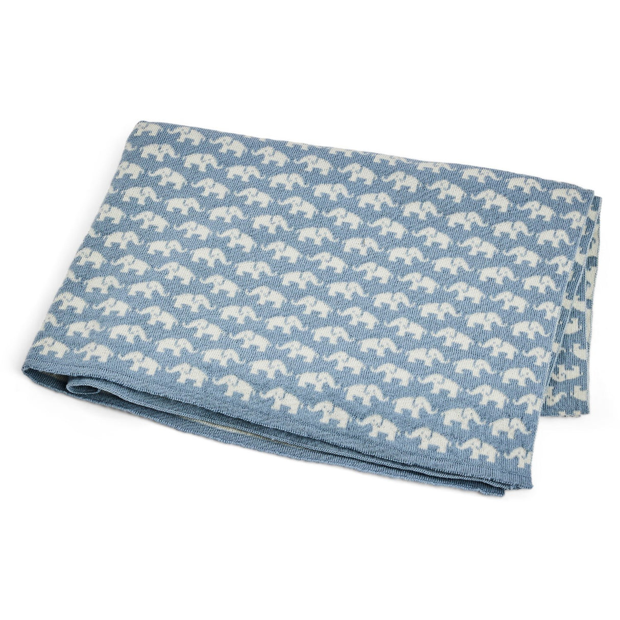 Smallstuff Light Blue Baby Blanket With Elephants