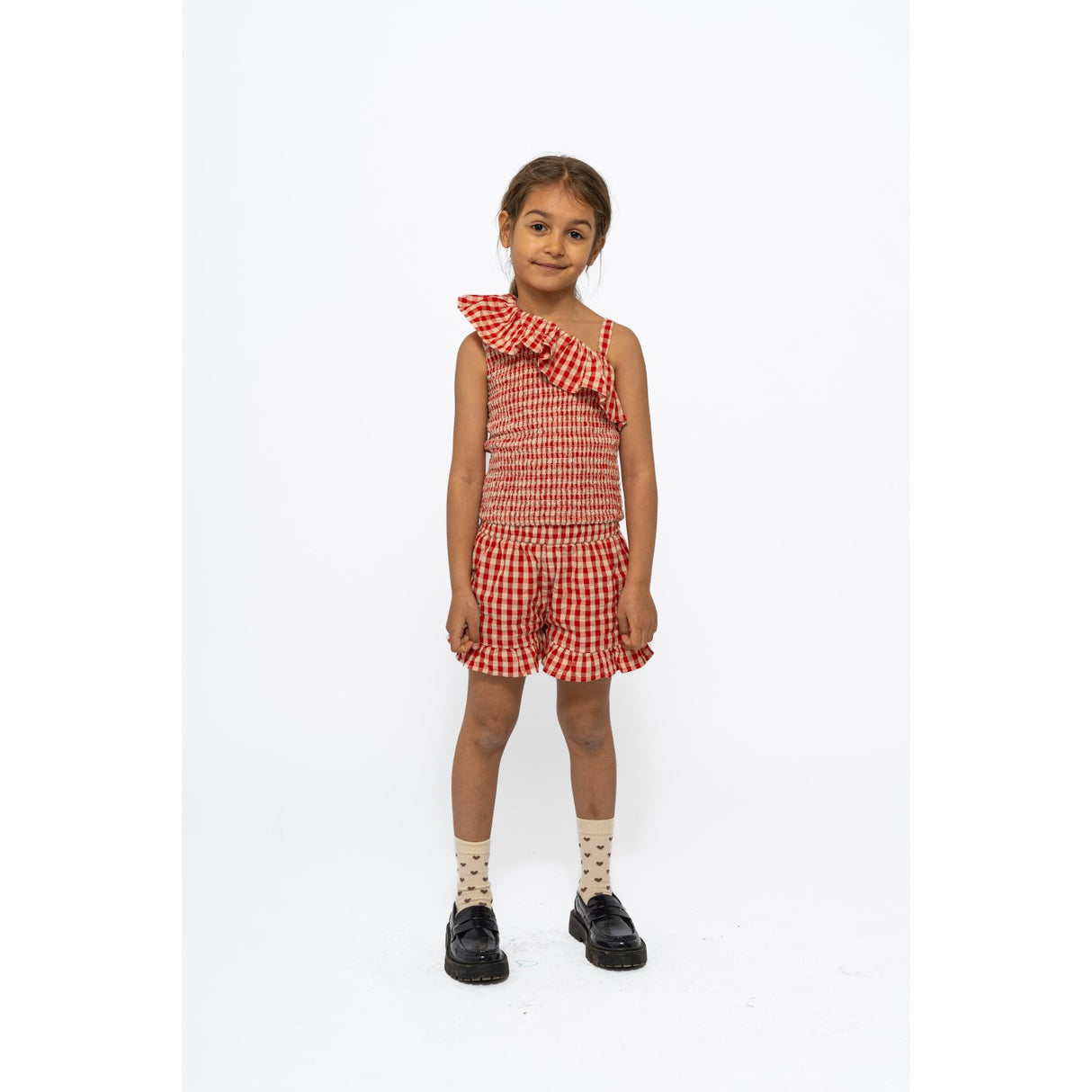 The New Poppy Red Check Nally Short Top