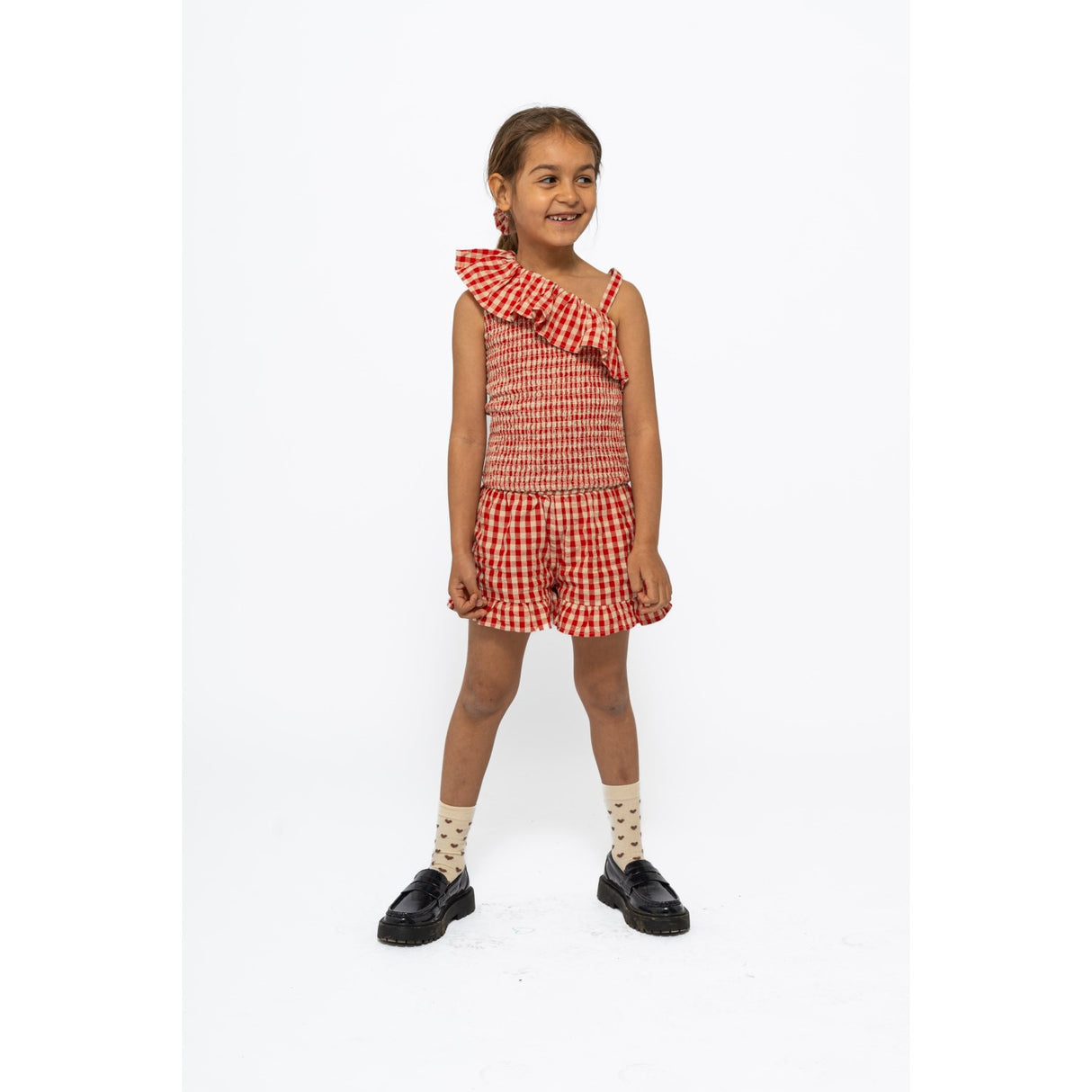 The New Poppy Red Check Nally Short Top
