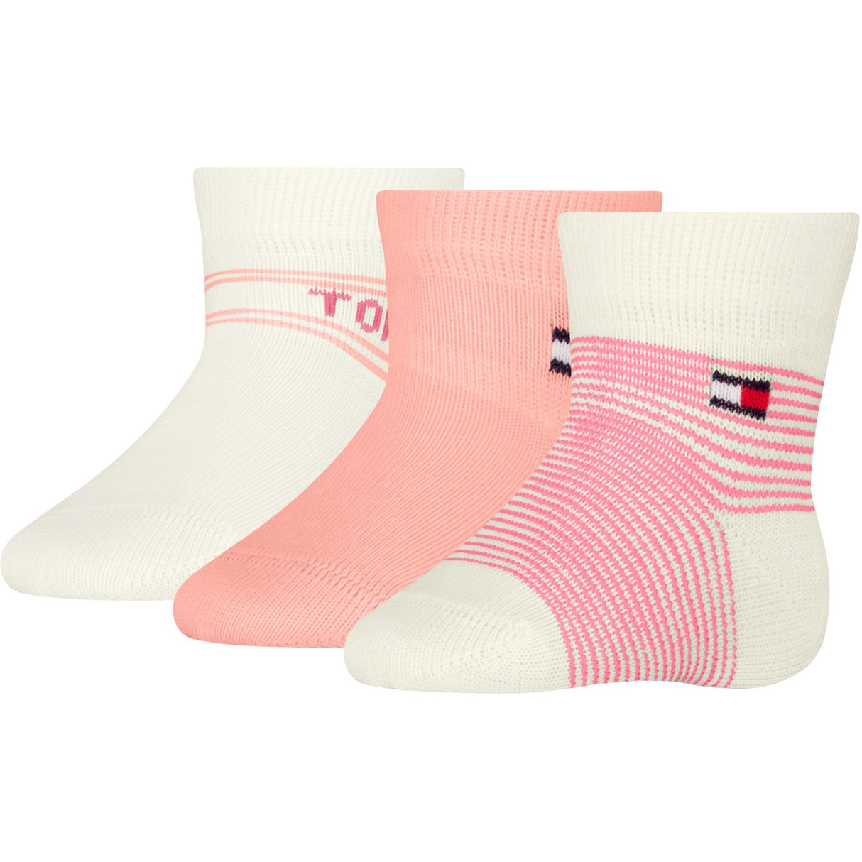 Tommy Hilfiger Pink Baby Socks 3-pack Giftbox Stripe