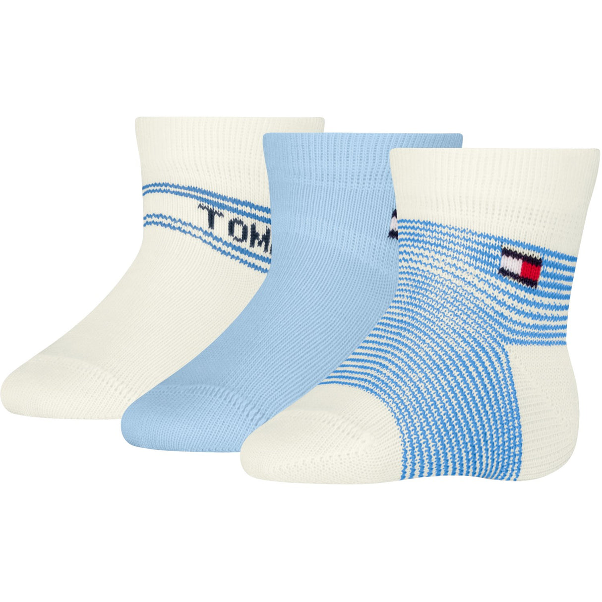 Tommy Hilfiger Light Blue Baby Socks 3-pack Giftbox Stripe