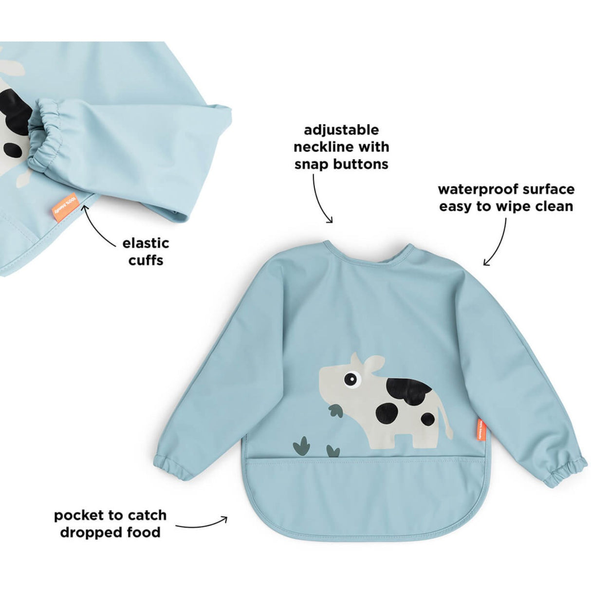 DonebyDeer Blue Bib w/Sleeves & Pocket Tiny farm
