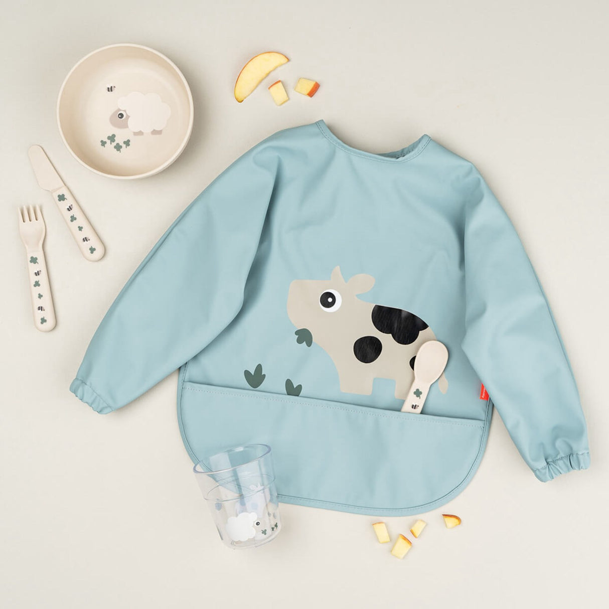 DonebyDeer Blue Bib w/Sleeves & Pocket Tiny farm