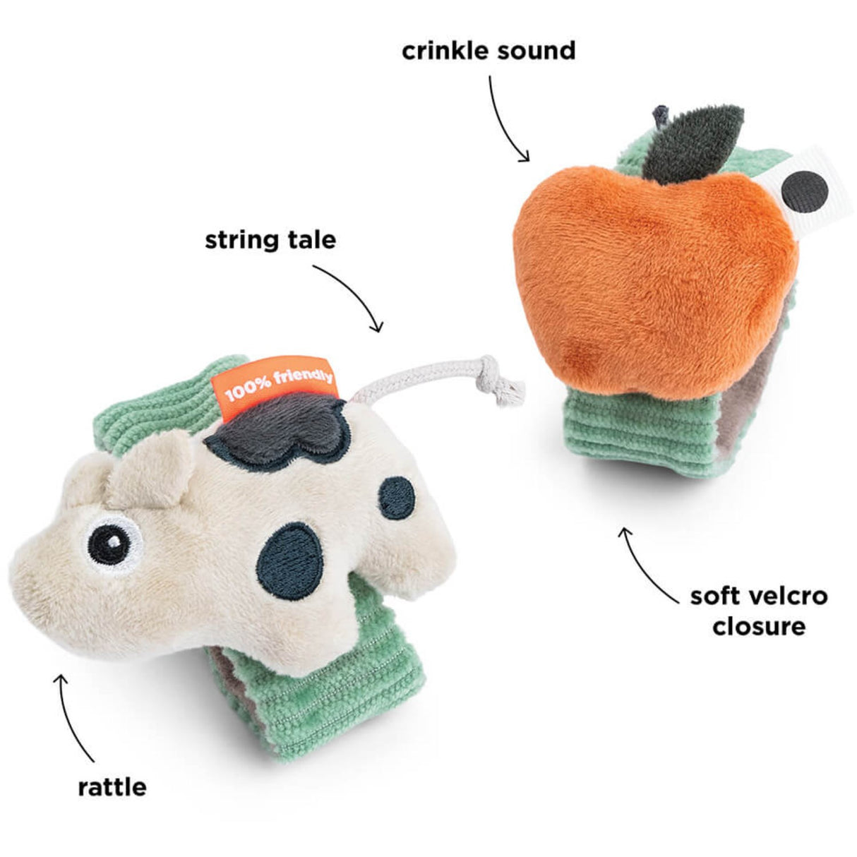 DonebyDeer Green Wrist Rattle Set 2 pcs. Dotti