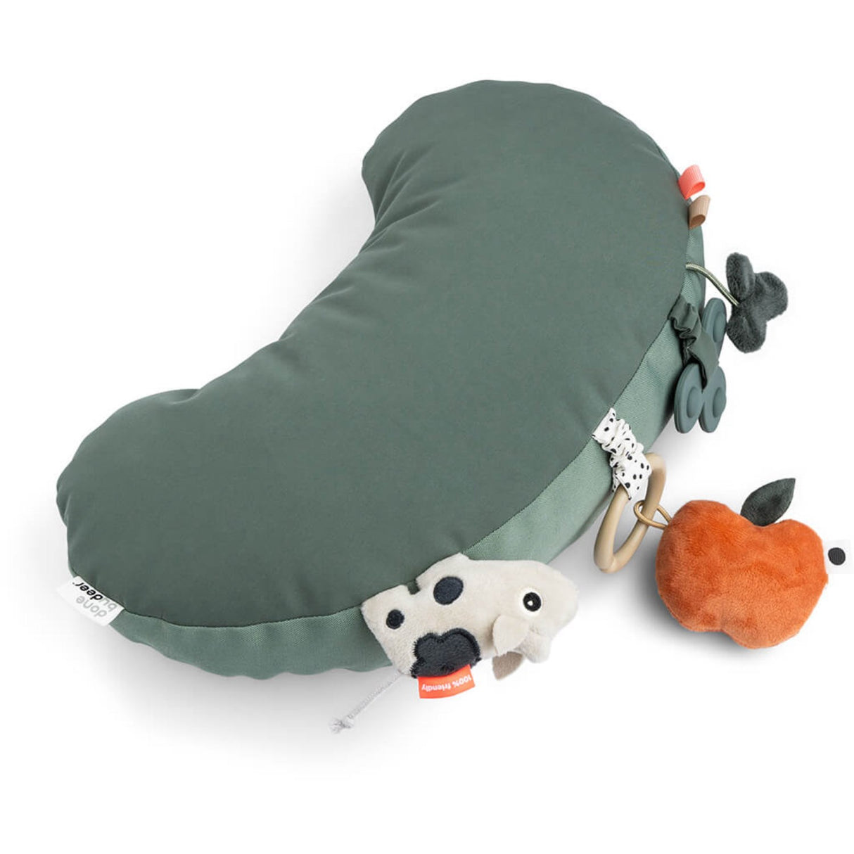 DonebyDeer Green Tummy time activity pillow Tiny farm