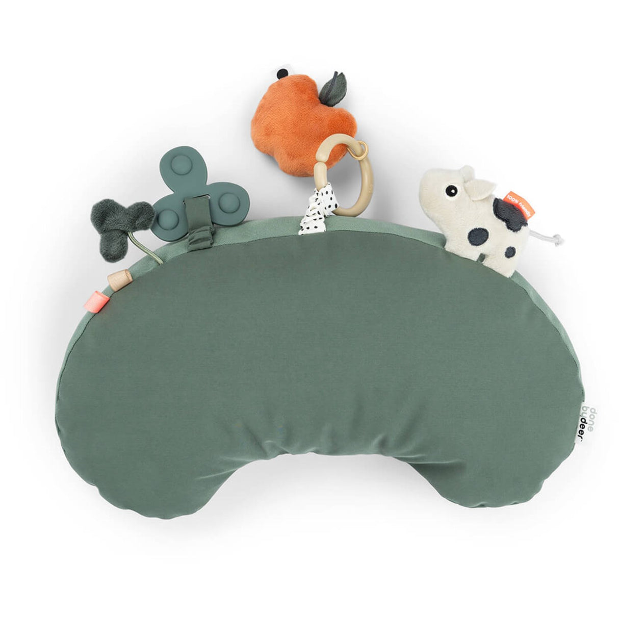 DonebyDeer Green Tummy time activity pillow Tiny farm