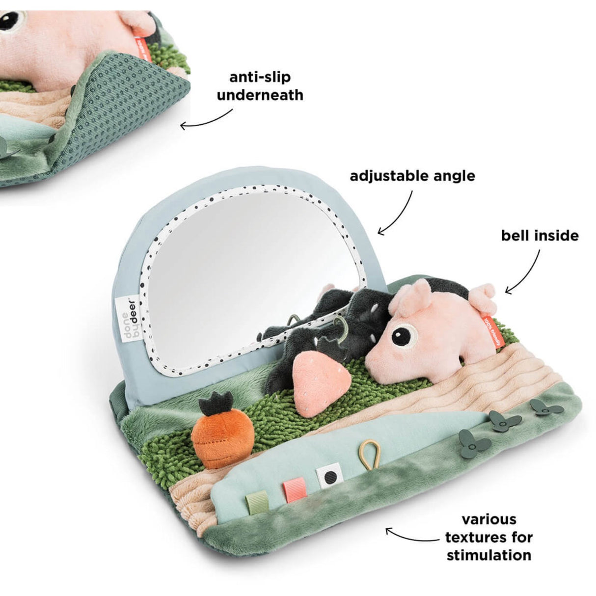 DonebyDeer Color Mix Tummy time Sensory Mirror Tiny farm