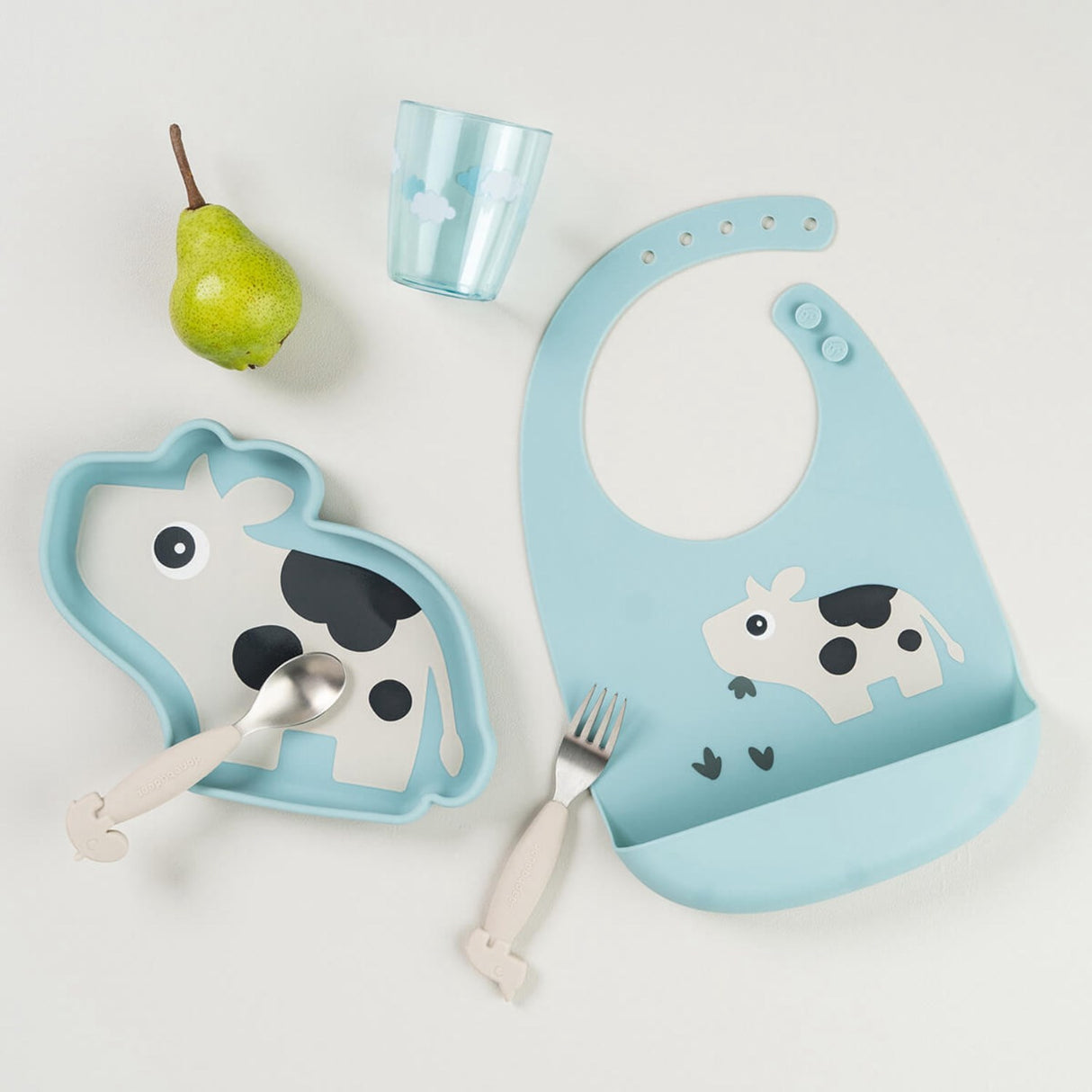 DonebyDeer Blue Silicone Stick&Stay Plate Dotti