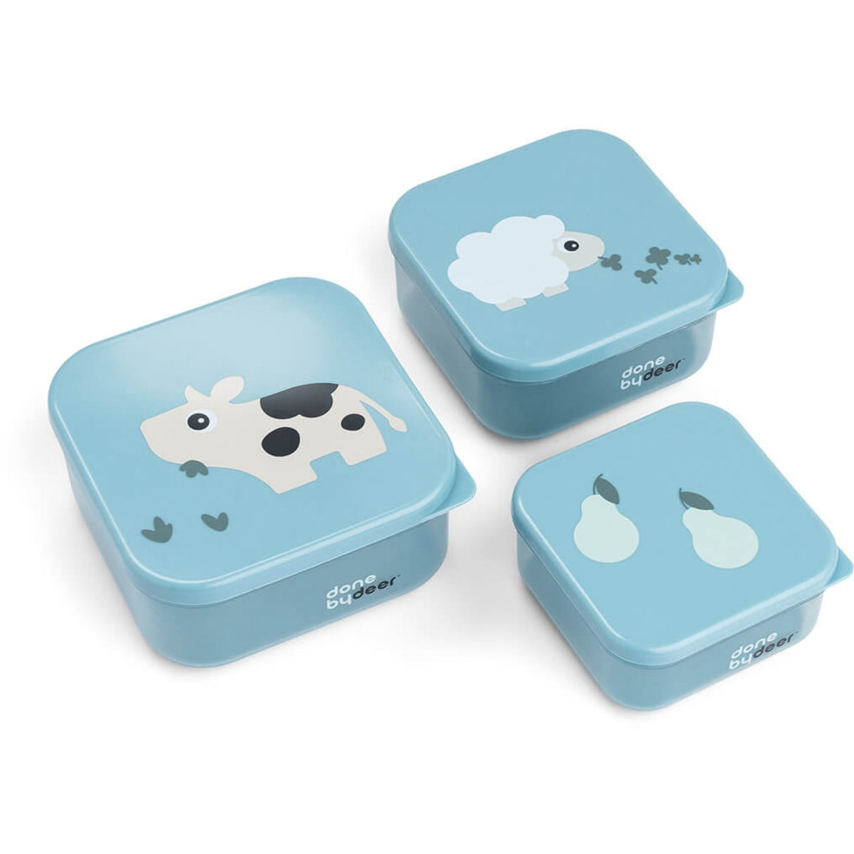 DonebyDeer Blue Snack Box Set of 3 pcs. Tiny farm