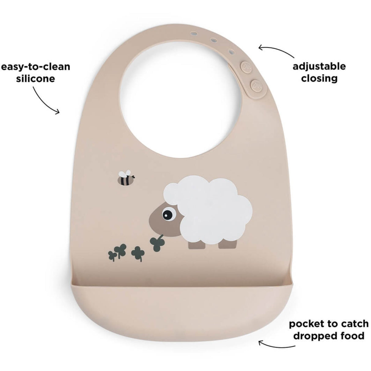 DonebyDeer Sand Silicone Bib Sheepy
