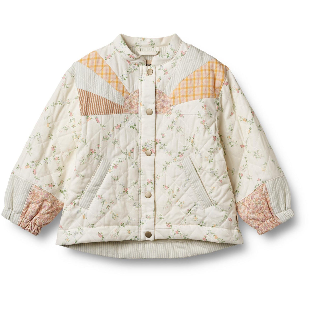 Wheat Ivory Checked Flowers Quilt Jacket Inga
