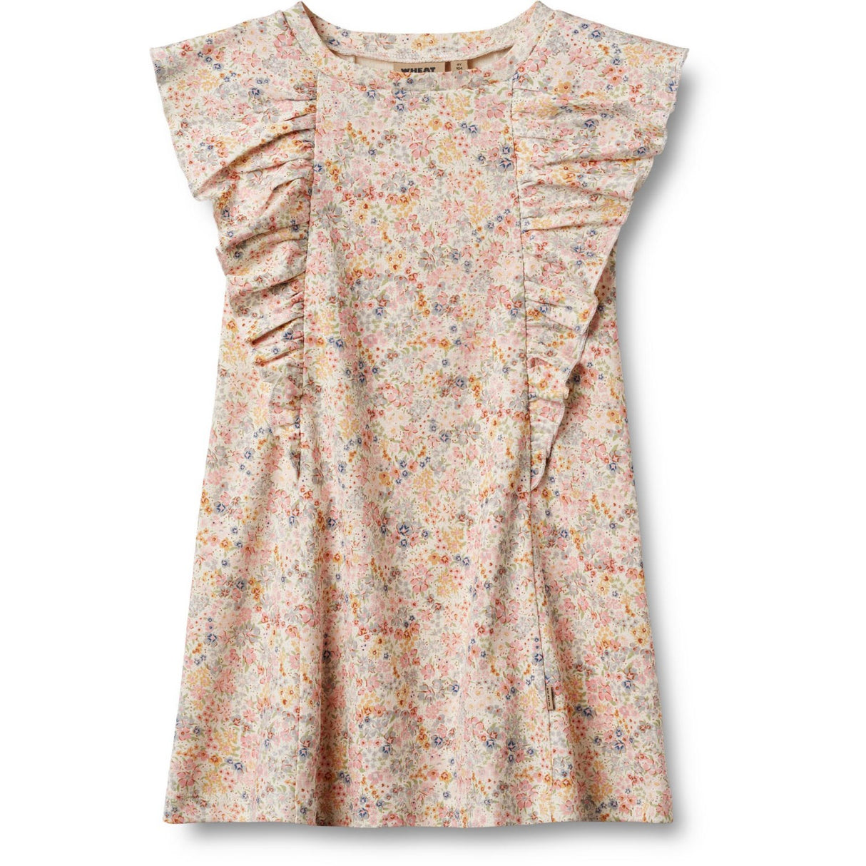 Wheat Bright Flowers Jersey Dress Ruffle Shirley