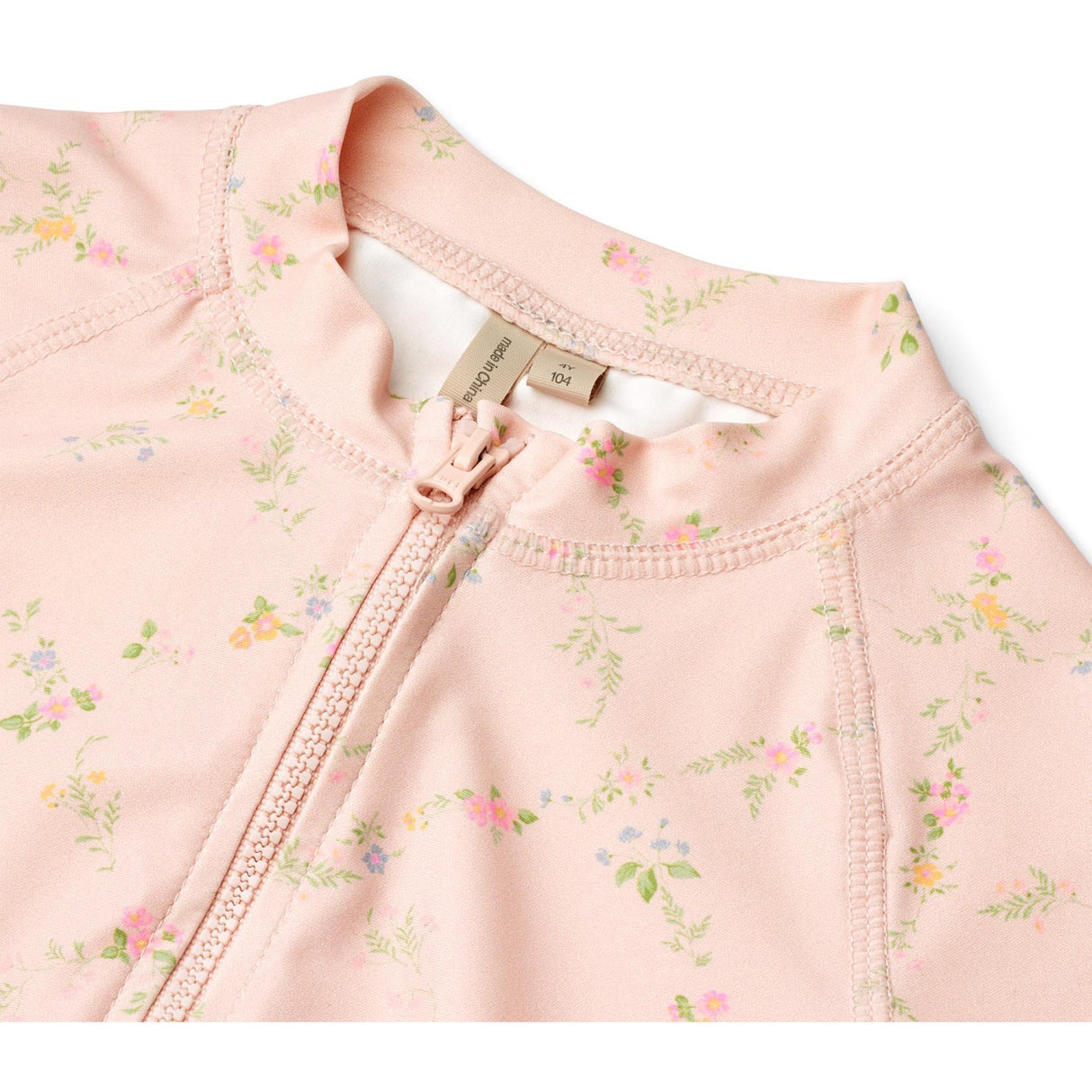 Wheat Powder Checked Flowers Swimsuit S/S Cas