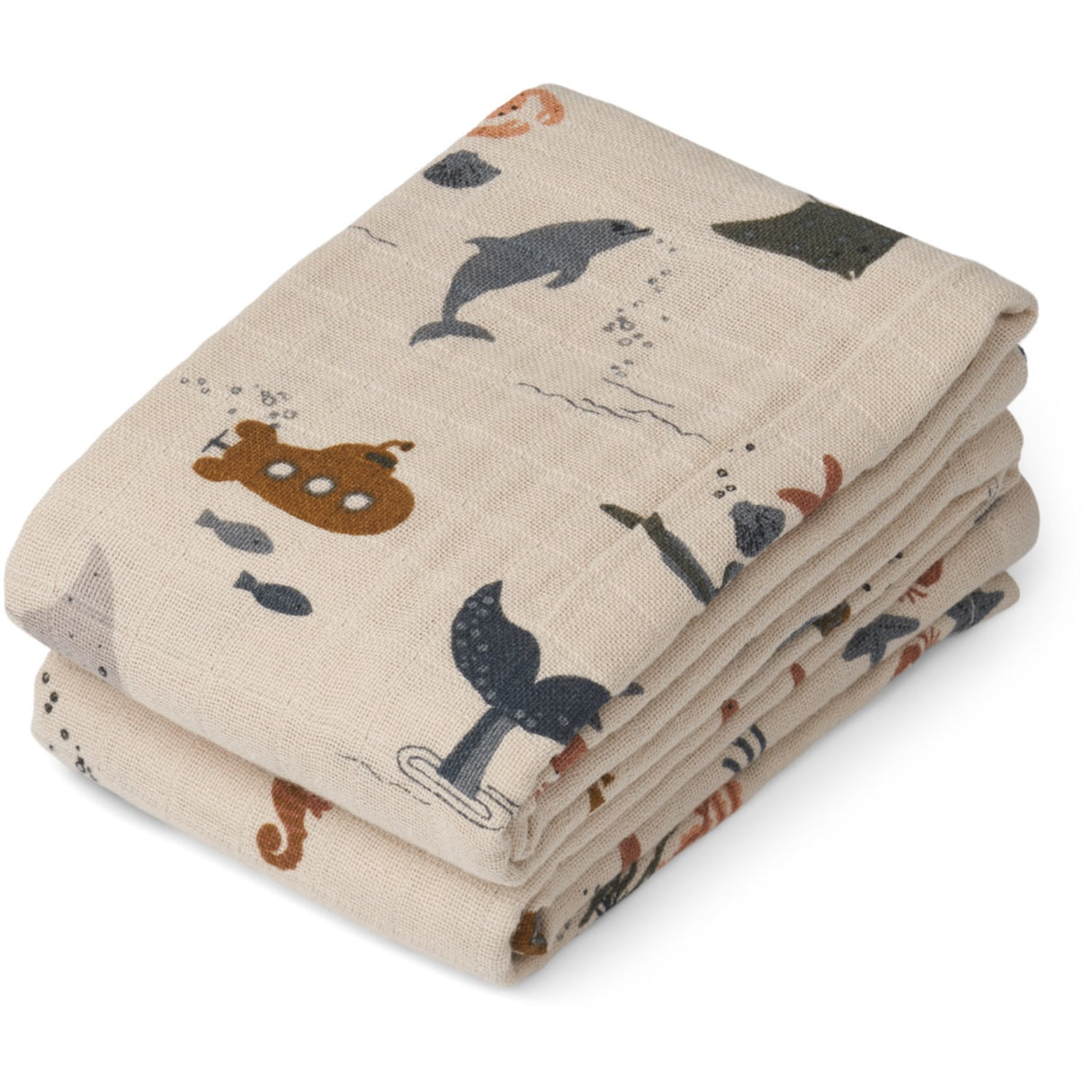 LIEWOOD Sea Creature / Sandy Lewis Muslin Cloth 2-Pack