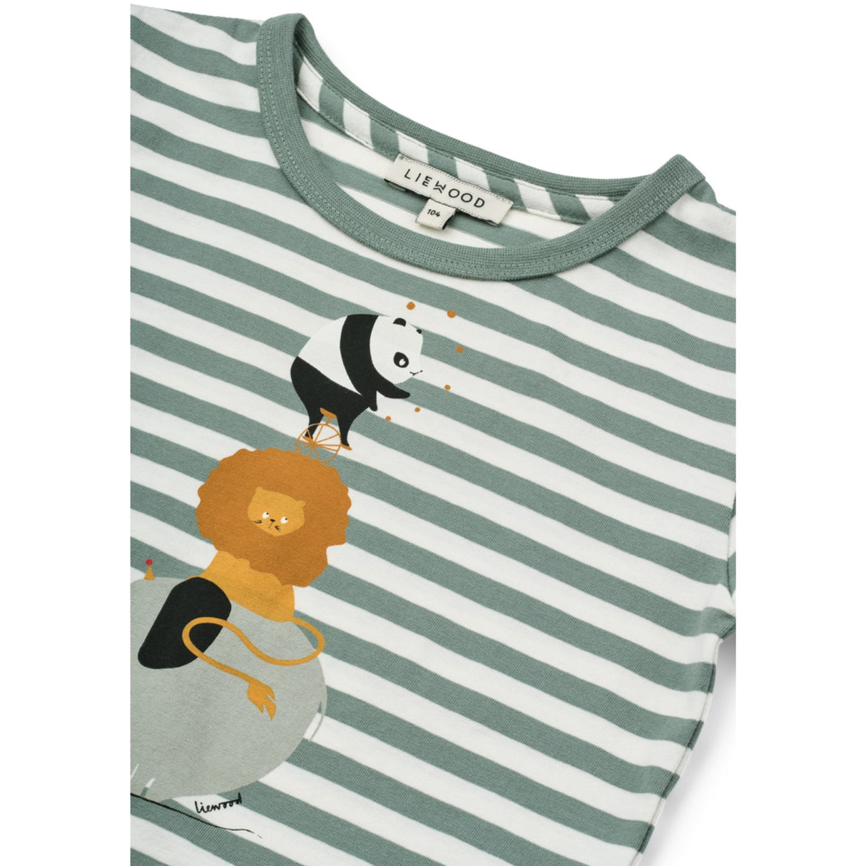 LIEWOOD Circus / Stripe Peppermint / Creme De La Creme Apia Placement Shortsleeve T-Shirt