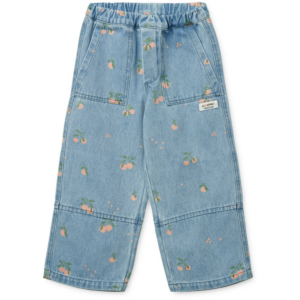 LIEWOOD Peach / Light Blue Denim Cesar Printed Denim Pants