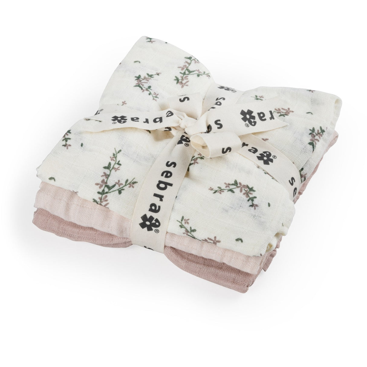 Sebra Powder Blossom /Rose Muslin Cloths 3-Pack