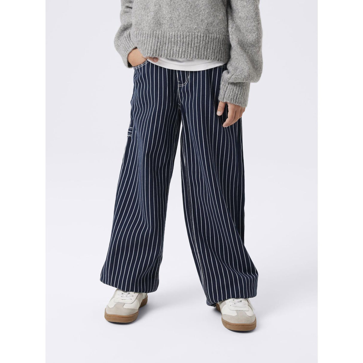 Name It Navy Blazer Rose Wide Twill Stripe Pants