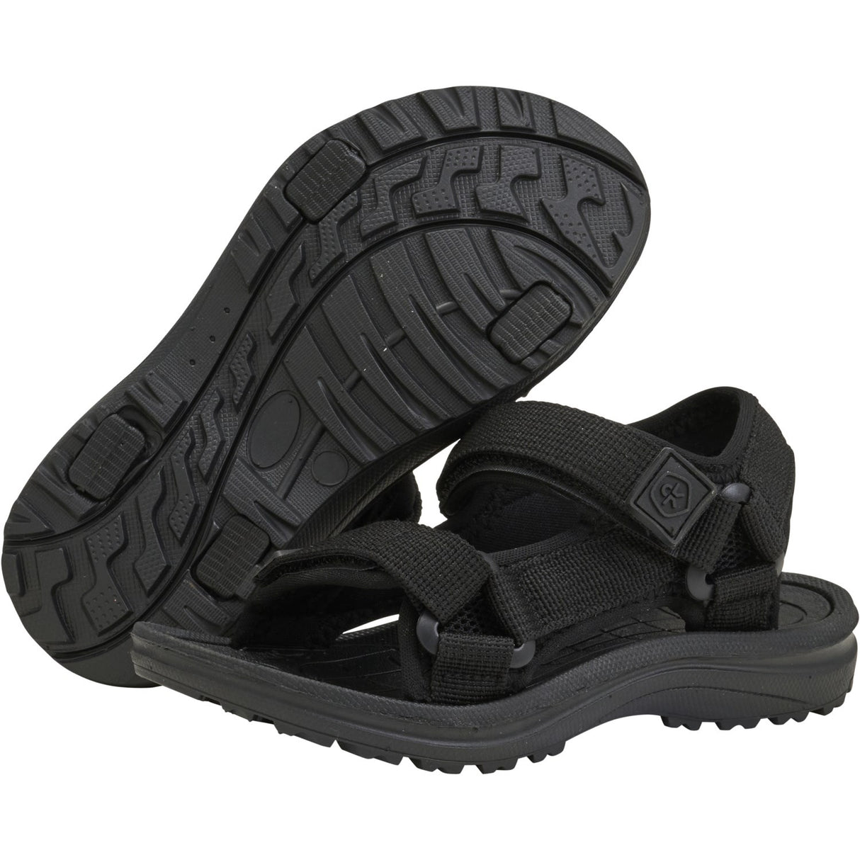 Color Kids Black Colorblock Sandals W. Velcro