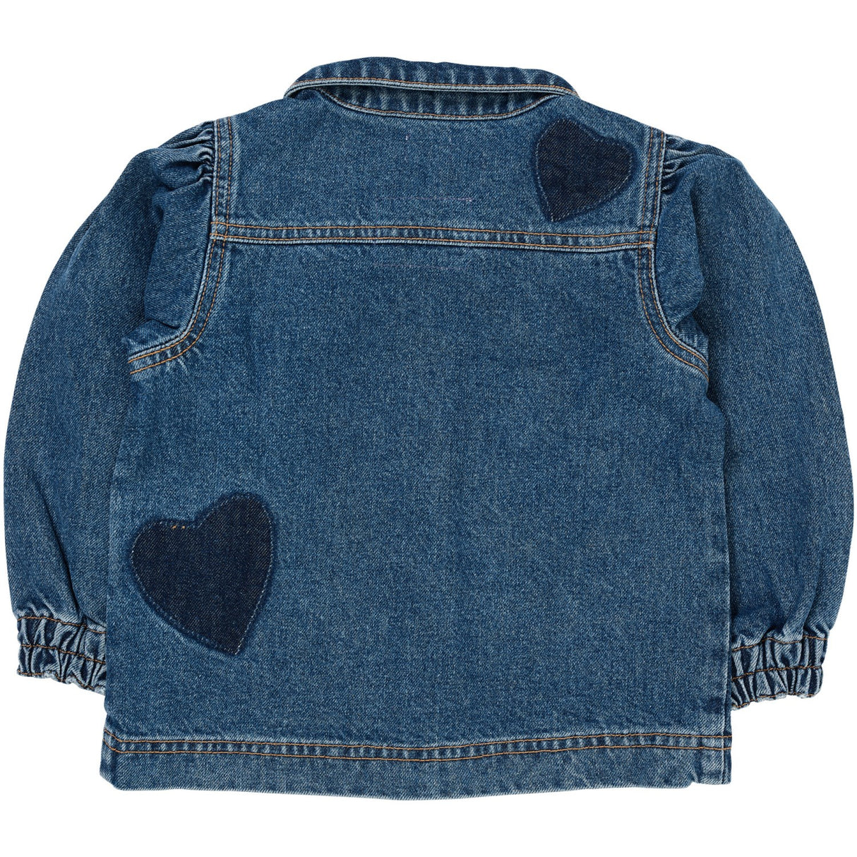 COPENHAGEN COLORS Indigo Blue Washed Organic Denim Hearts Jacket