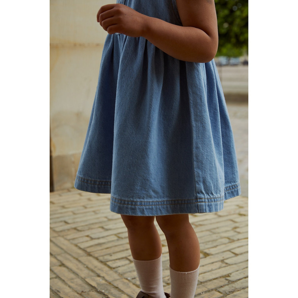 COPENHAGEN COLORS Super Lt Blue Indigo Washed Organic Denim Dress W Collar