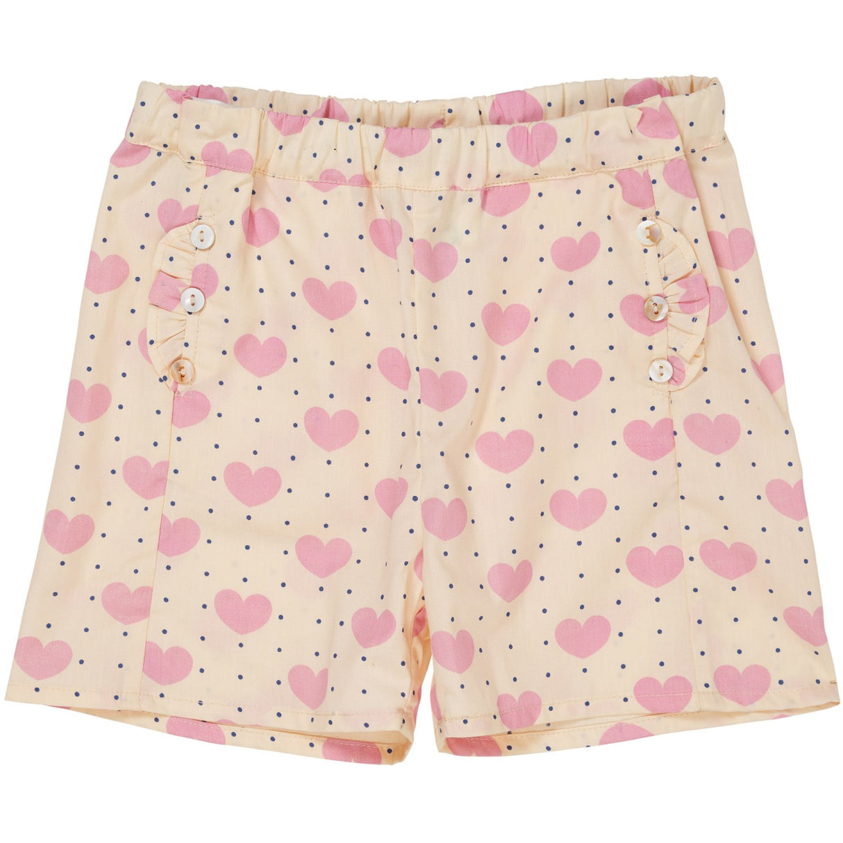 COPENHAGEN COLORS Heart Aop Heart & Dots Shorts W Ruffle Pockets