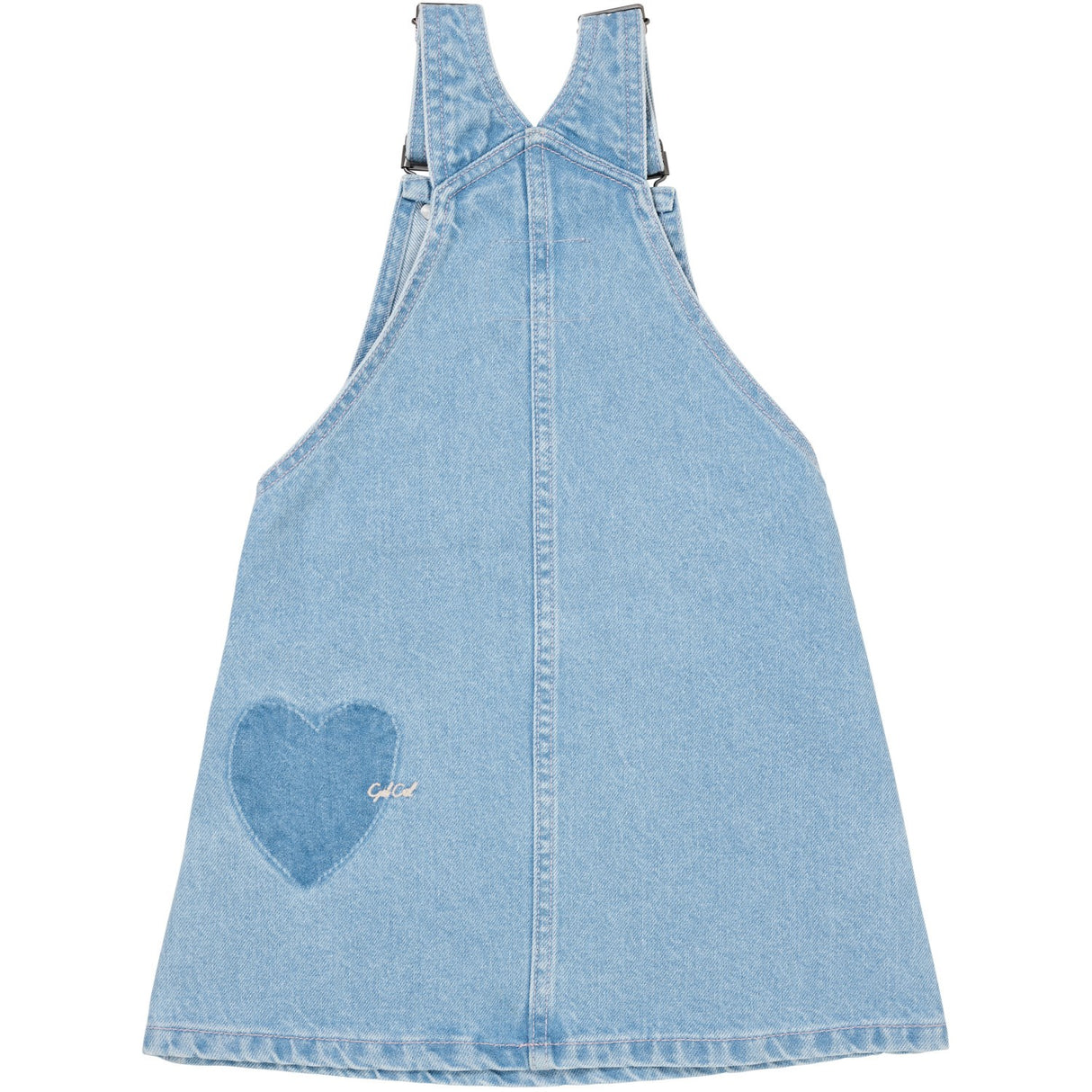 COPENHAGEN COLORS Super Lt Blue Indigo Washed Organic Denim Spencer Dress W Heart