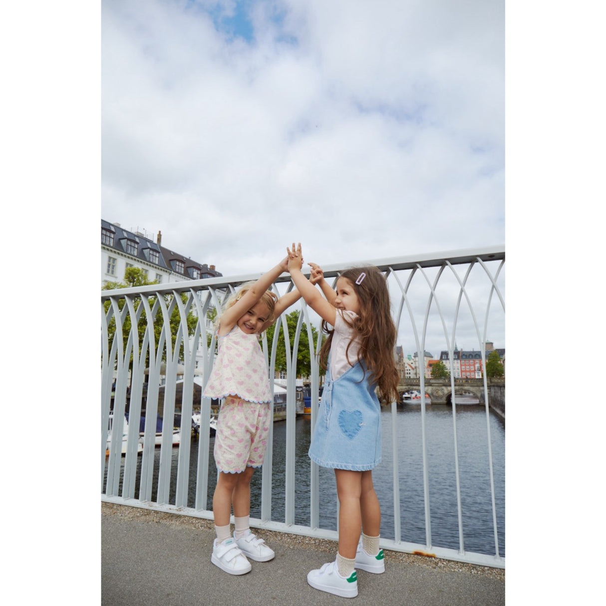 COPENHAGEN COLORS Super Lt Blue Indigo Washed Organic Denim Spencer Dress W Heart