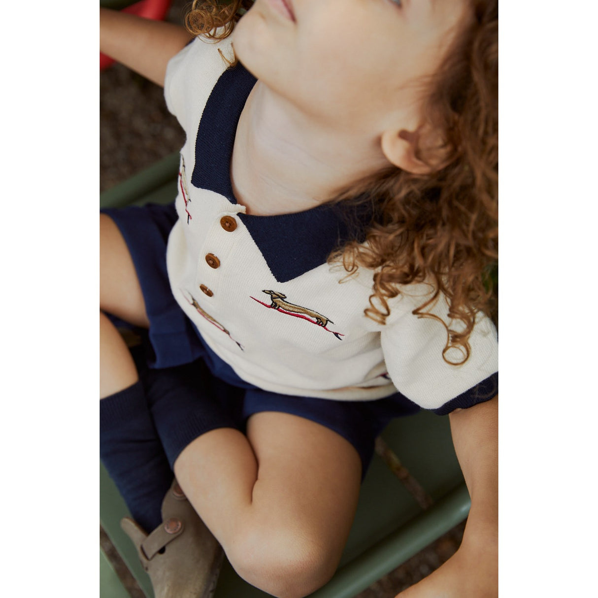 COPENHAGEN COLORS Cream/Navy Comb. Polo W. Embroidery