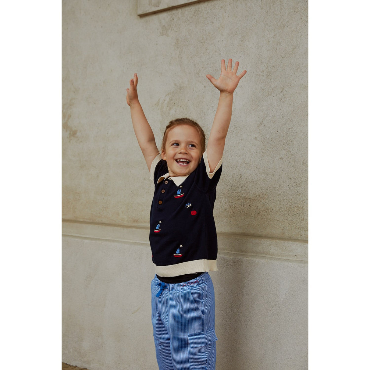 COPENHAGEN COLORS Navy/Cream Comb. Polo W. Embroidery