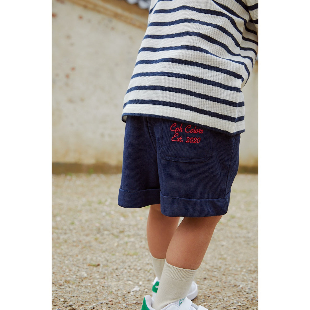 COPENHAGEN COLORS Navy Stripe Pique Stripe Poloshirt