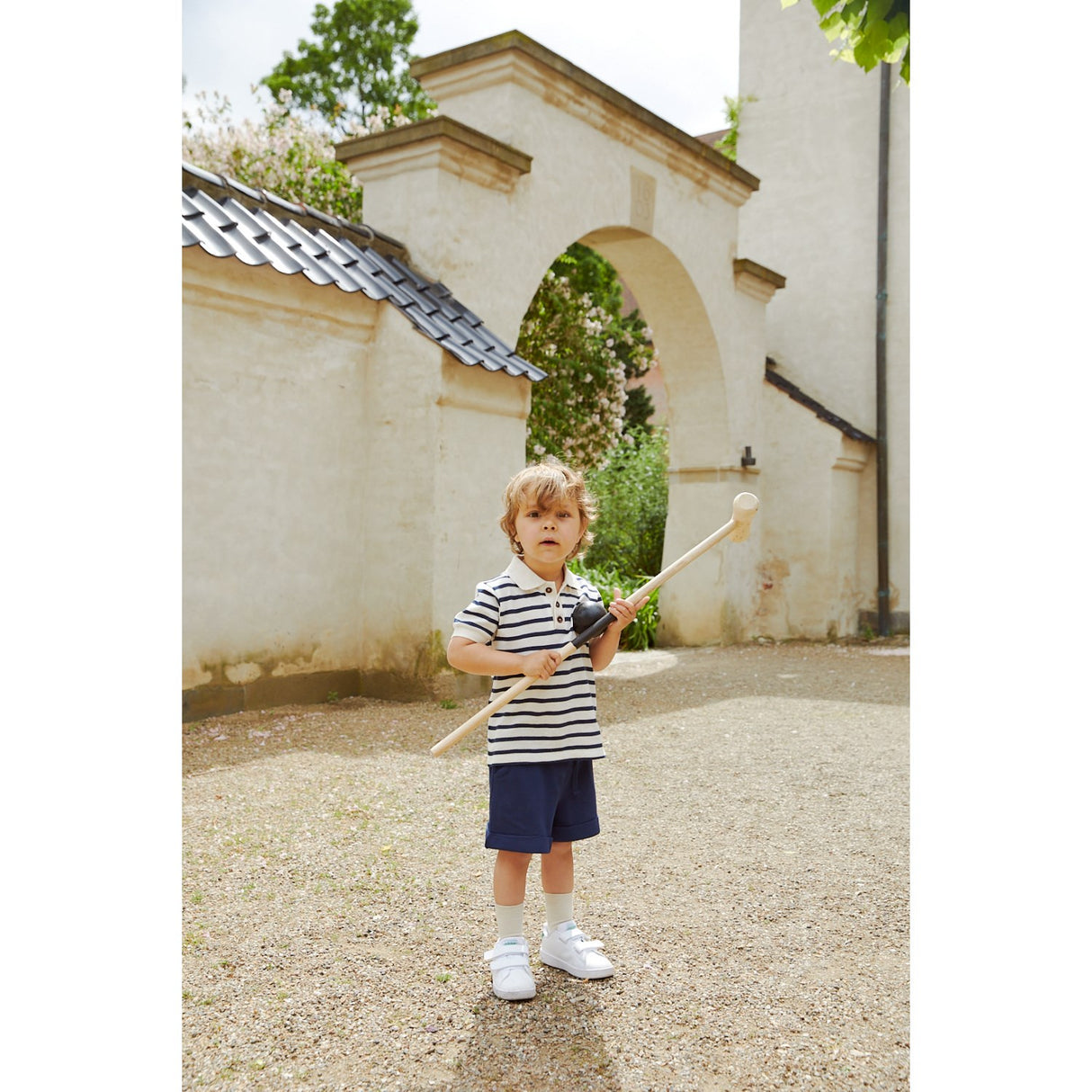 COPENHAGEN COLORS Navy Stripe Pique Stripe Poloshirt